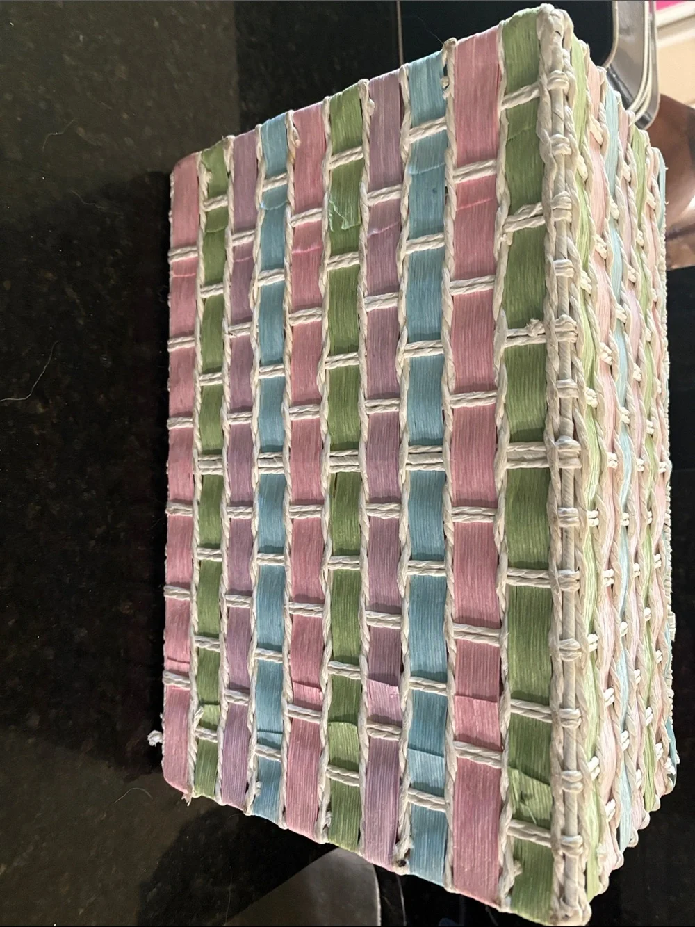 Woven Pastel Decorative Basket - Pink, Blue, Green